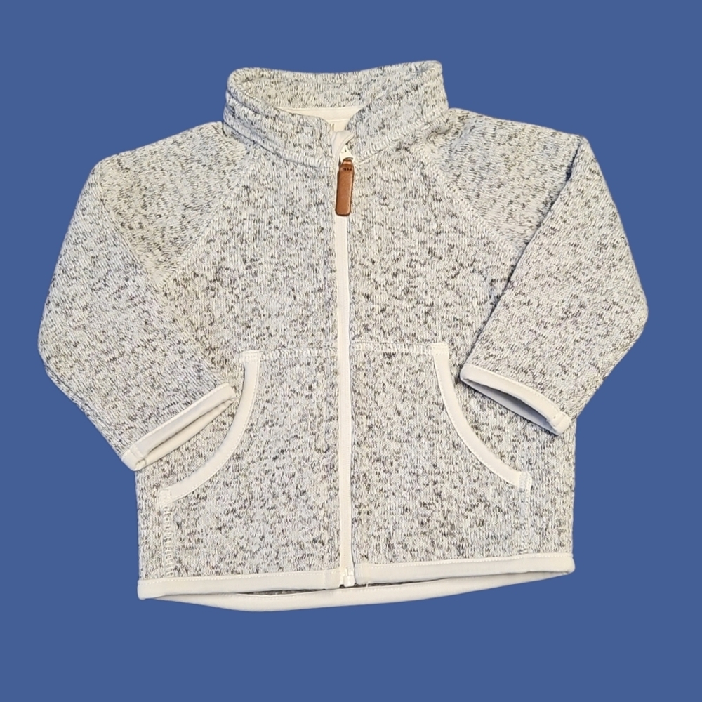 H&M Gray and White Fleece Jacket 6 Months Unisex